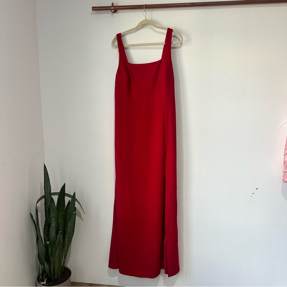 NWT New BHLDN Blake Square Neck Stretch Crepe Maxi Dress Anthropologie Red - Picture 3 of 9